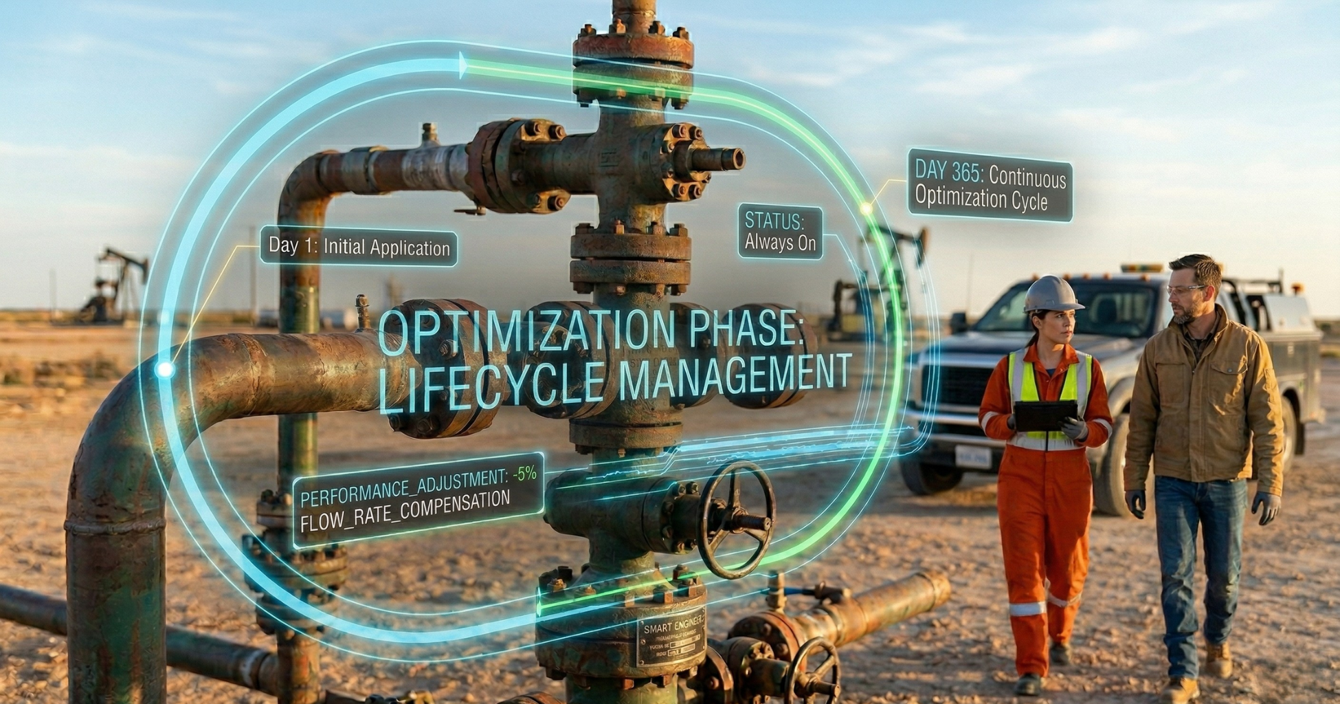 Continuous optimization cycle timeline for oilfield production chemistry lifecycle management.